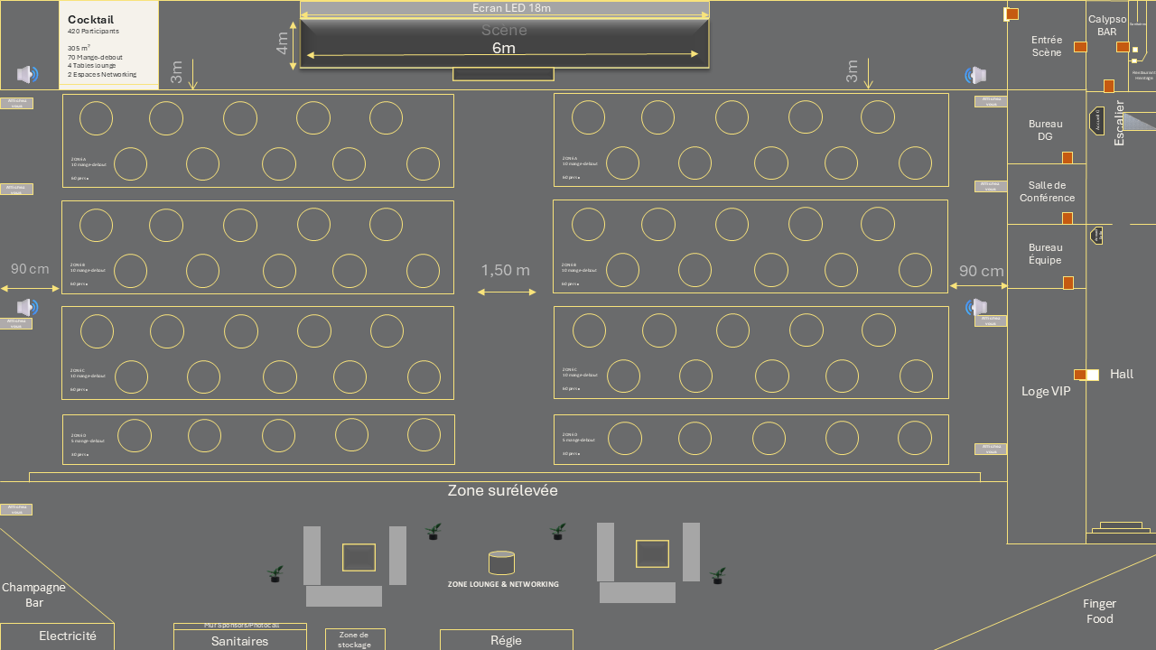 Plan de masse Cocktail, Akwaba Event Center